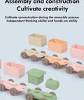 Game Changing BPA Free Silicone Toy Train For The Kiddos Push And Pull Stacking Blocks in pastel colors for creative assembly.