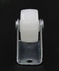 White Furniture Caster Wheels 12 Pcs PP 1 Inch for Office and Home, single caster wheel on metal bracket, front view.