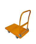 Heavy Duty Platform Cart With Foldable Flatbed Hand Truck, Utility Wagon, 770 Lb Capacity, Steel Frame, Space Saving Foldaway Design for Moving Boxes, Appliances, and Heavy Gear at Home or Job Site, orange steel foldable flatbed cart with wheels