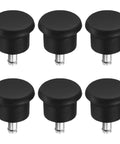 Six black non-slip furniture feet chair glides for carpet, heavy duty, iron and PP material, protect floors, office chair wheels replacement.