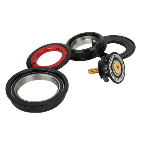 Heavy Duty Aluminum Alloy Bicycle Headset 55Mm Steerer Tube with black and red components for smooth cycling upgrades.