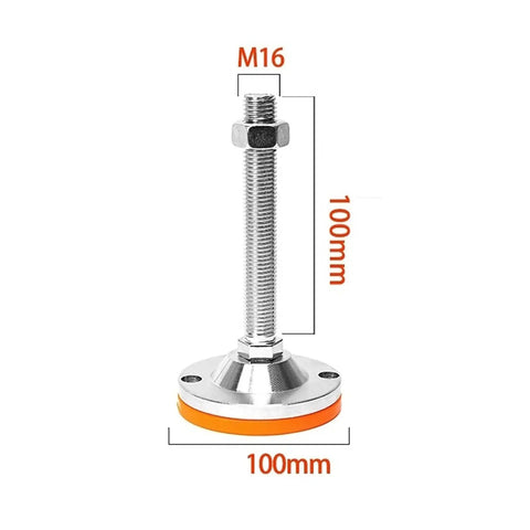 Tough As Nails Heavy Duty Leveling Screw Legs Adjustable Anti Vibration Machine Feet Carbon Steel Base Industrial Grade For Furniture Equipment 9 Pack M12 M14 M16 with M16 size and 100mm height.