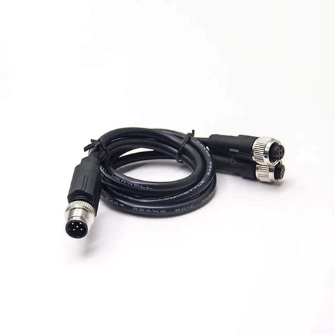 M12 Connector Cable M12 Male To Dual Female Ends A-Coded 5-Pin Straight Cable 0.5 Meter industrial use