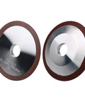 Top Shelf 6 Inch Dish Resin Diamond Grinding Facing Wheel For Carbide Circle Saw Blade Sharpening 180 Grit, showing front and back views.