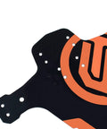 Close-up of the orange 2 Pack Mountain Bike Fender Set For Front And Rear Mudguards Disc Brake Compatible design detail.