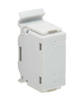 DIN Rail Cat6A Shielded In Line Mountable Snap In Coupler With Female To Female RJ45 Ports visible in side view