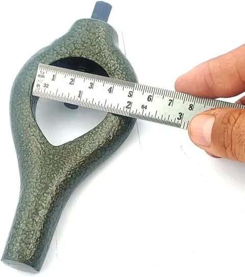 Cast-iron lathe dog, straight-type hand-held workholding tool with green textured body.