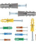 Assorted drywall anchors and screws from the Drywall Anchors And Screws Assortment Kit, 370 Piece Set With Plastic Organizer Case.