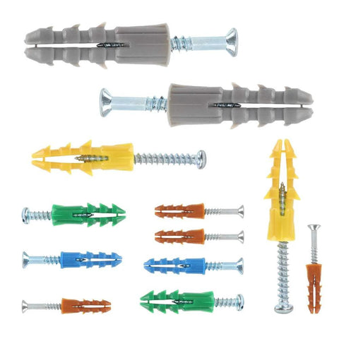 Assorted drywall anchors and screws from the Drywall Anchors And Screws Assortment Kit, 370 Piece Set With Plastic Organizer Case.