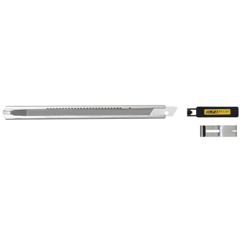 9mm Stainless Steel Utility Knife With Retractable Precision Blade, Snap-Off 13-Segment System, replacement blades shown.