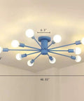 Contemporary Colorful Nordic Sputnik Ceiling Light With 10 Lights Semi Flush Mount Chandelier In Bold Blue Finish