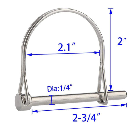 Two-piece extended PTO pin, 1/4 in x 2-3/4 in, marine-grade 316 stainless steel locking shaft pin