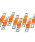 8 Piece Nickel Plated Copper Bus Bars Kit For Solar Power Arrays And Deep Cycle Batteries Heavy Duty with orange insulation.