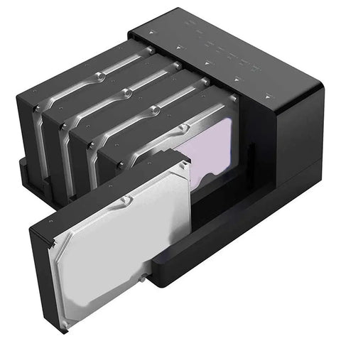 USB 3.0 HDD Docking Station and SATA Hard Drive Enclosure Case featuring tool free hot swap, accommodating multiple drives.