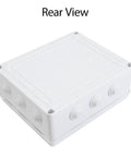 Rear view of Rugged ABS Plastic IP65 Weatherproof Electrical Junction Box Enclosure for Outdoor Projects, white, 11.8x9.8x4.7 inch.