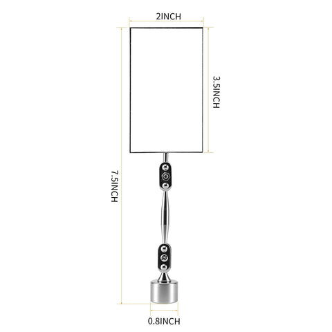 Front view of HARDK inspection mirror with magnetic base; rectangular 3.5x2 inch mirror on swivel arm