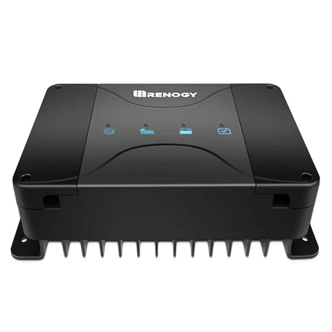 DC To DC Charger With MPPT 12V 30A Dual Source Charging For Solar And Alternator Inputs on a white background.