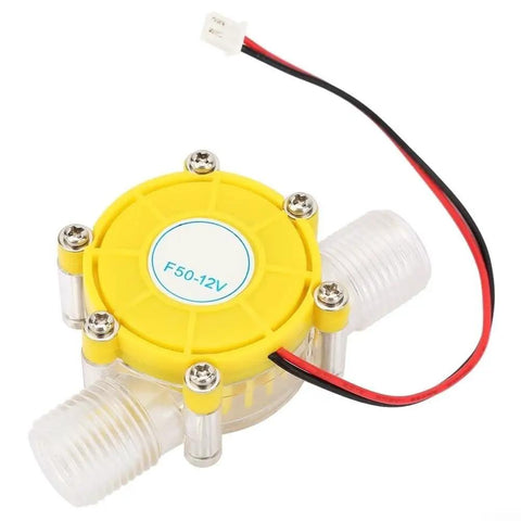 Portable 12V hydroelectric generator water turbine with built in voltage stabilization, compact design with wires and connectors visible.