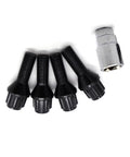 Upgrade Your Ride With Heavy Duty Black Alloy Lug Wheel Studs Kit featuring Killer Locking Bolts And Matching Nuts Designed For Rock Solid Performance On Classic BMW E23, E32, E38, E31, Plus M1, Z3, Z4, And Z8 Models So You Can Cruise With Style and. Black alloy lug studs with locking nut, visible set