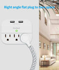 2 Pack Power Strip Charging Station With 3 Outlets And 4 USB Ports For Cruise Ship Travel And Home Office, Right Angle Flat Plug