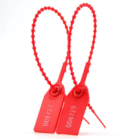 Tamper Proof Plastic Zip Tie Seals With Numbered Security Tags, Disposable Self Locking Ties, 250mm Length, Red, Super Handy For Fire Extinguishers, Cash Bags, Vehicle Doors, Sprinkler Systems, Clinical Waste, Tractors And Trailers