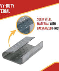 Beefy Serrated Steel Banding Clips For Five Eighths Inch Strapping 2000 Piece Set Pallet Banding detail with galvanized finish