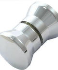 Smooth Chrome Shower Door Handle Pair Featuring Tough Abs Core And Grippy Tactile Texture For Rapid Diy Install on a shiny chrome knob.