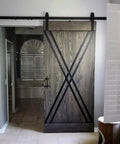 Real Deal Charcoal Reactive Water Based Interior Wood Stain Offering Smoky Weathered Undertones A Totally Voc Free Mix For Modern Rustic Industrial Builds Give Your Next Project Some Serious Kick Bulk Size Ready on wooden sliding barn door.