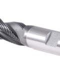 Side view of Accusize 1/2 in roughing end mill, M42 cobalt TiAlN, 4-flute, 2 in flute length