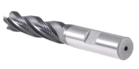 Side view of Accusize 1/2 in roughing end mill, M42 cobalt TiAlN, 4-flute, 2 in flute length