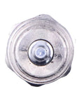 Top view of male hydraulic quick connect coupler with quarter inch body and NPT thread for John Deere tractors
