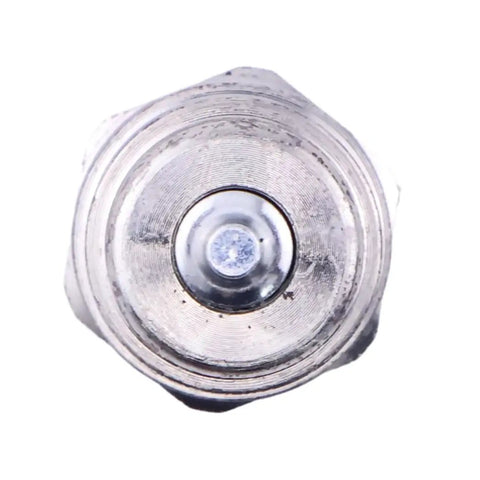 Top view of male hydraulic quick connect coupler with quarter inch body and NPT thread for John Deere tractors