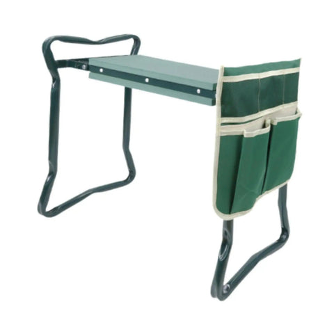 Garden Kneeler Seat And Bench With Detachable Design, all-in-one kneeling pad, built-in tool bag, soft EVA foam cushion visible