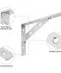 Heavy Duty Stainless Steel Shelf Bracket Wall Mount Built To Last For Garage Kitchen And Bath Storage Secure Stud Mount Level Shelving Support One Pack