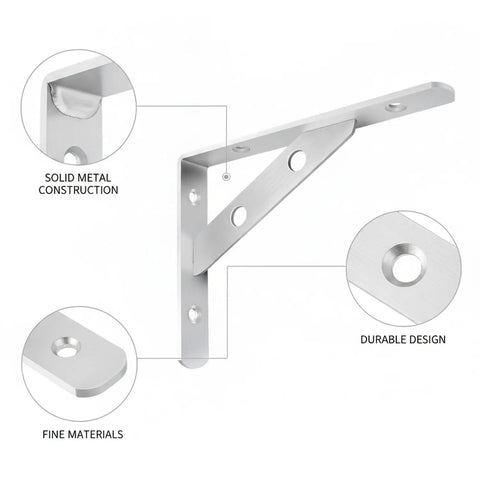 Heavy Duty Stainless Steel Shelf Bracket Wall Mount Built To Last For Garage Kitchen And Bath Storage Secure Stud Mount Level Shelving Support One Pack