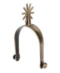 Two Pack Vintage Carved Zinc Alloy Horse Spurs For Roping And Equestrian Competition, side view, rust-resistant, safe for rider