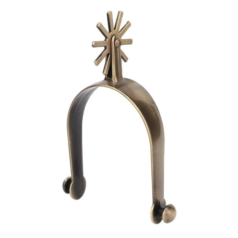 Two Pack Vintage Carved Zinc Alloy Horse Spurs For Roping And Equestrian Competition, side view, rust-resistant, safe for rider