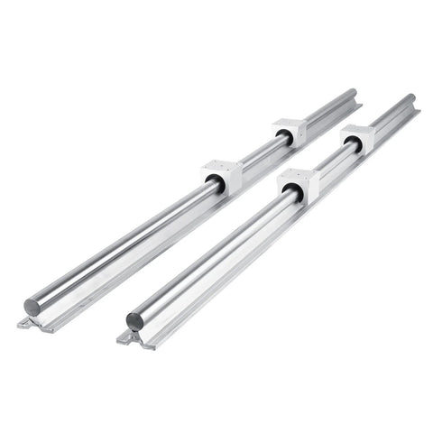 Two 1200mm aluminum SBR20 linear rails with four SBR20UU bearing blocks for CNC routers