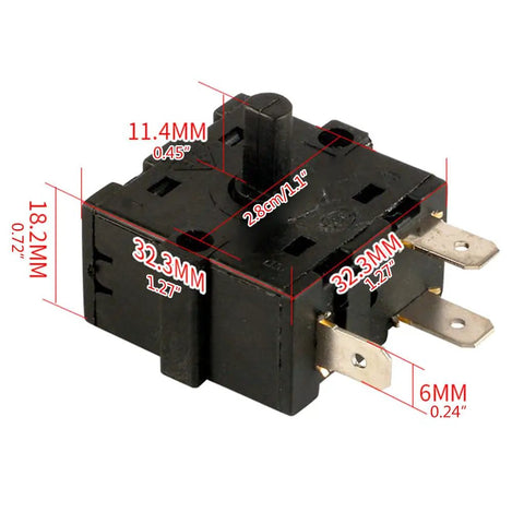 Hot Electric Room Heater Rotary Switch Selector 250V 16A with 3 Pin 2 Gear and 5 Pin 3 Gear Options for Heater Bands and Motors