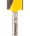 Bottom Cleaning Router Bit, 3/4 Inch Diameter, 5/8 Inch Cutting Depth, 1/4 Inch Shank displayed upright showing center cutting blades.