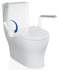 Rock Solid Bathroom Safety Grab Bar With Heavy Duty Foldable Toilet Assist Rail That Handles 480 Pounds For Seniors Pregnancy And Post Surgery Recovery With Zero Wobble And Big Sturdy Feel, white toilet with foldable assist rail.