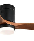 Dope 52 Inch Wood Ceiling Fan With Light And Remote Control, 3 Blades, Dark Wood Finish, LED Light, Black Mount