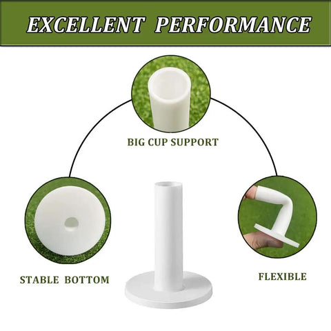 Durable Rubber Golf Tees 6 Pack For Driving Range And Indoor And Outdoor Practice Mat showing stability and flexibility features