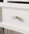Killer Slick Brushed Nickel Cabinet Knobs and Dresser Knobs for Kitchen Bathroom Bedroom Drawer Hardware Replacement 15 Pack Real Smooth Metallic Finish No Fuss Setup on white drawer.
