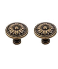 Two antique bronze flower knobs from Antique Bronze Flower Knob Set For Cabinets And Drawers, premium flower shape hardware.
