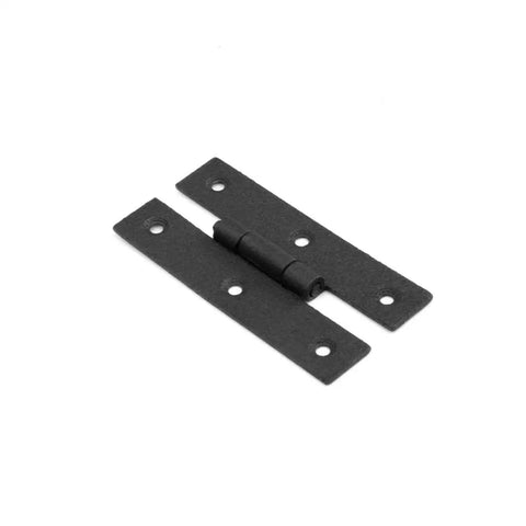 Heavy Duty Pack Of 2 Black Wrought Iron H Door Hinges 3 Inch Flush Mount Cabinet Hardware with antique finish.