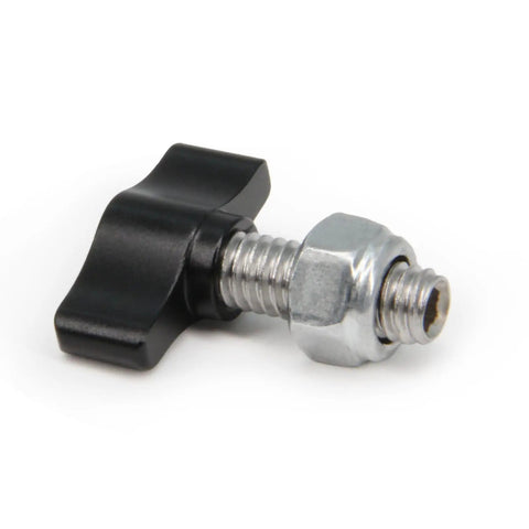 Rugged Workhorse Heavy Duty Thumb Screws With Durable Black Aluminum Knobs crafted for tool free assembly, close-up view.