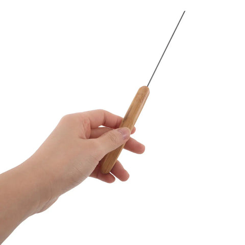 Worm Baiting Needle Tool With Stainless Steel Threader And Wood Handle For Easy Bait Rigging Comfortable Worm Baiting Tool For Freshwater And Saltwater Fishing, wood grip