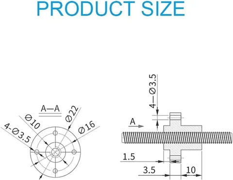 8mm Diameter T8 Trapezoidal Lead Screw For 3D Printers Stainless Steel Easy Install 2mm Pitch Or 10mm Lead Options Durable High Precision Linear Motion Component For DIY CNC And Stepper Driven Machines, product size diagram