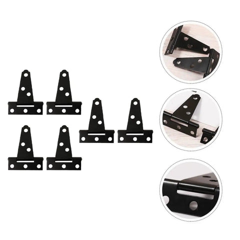 Heavy Duty Black Painted T Shaped Door Hinges Galvanized Steel With Screws 2 Inch Furniture And Gate Hinge Set